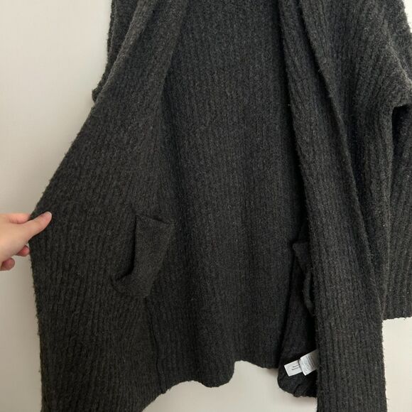 J. Crew Oversized Chunky Knit Ribbed Shawl Open Cardigan / Jacket Carbon - Picture 7 of 9